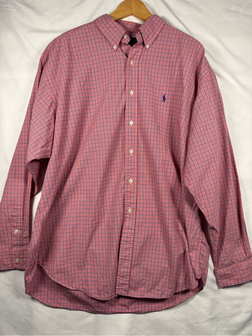 Polo by Ralph Lauren Red & Navy Blake Button-Down Plaid Long Sleeve SZ XL EUC